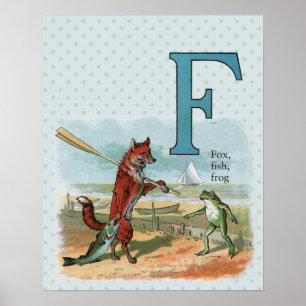 Affiches Illustration fantaisiste de renard et de grenouill
