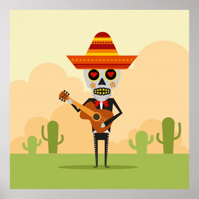 Affiches Illustration Mariachi mexicaine (Devant)