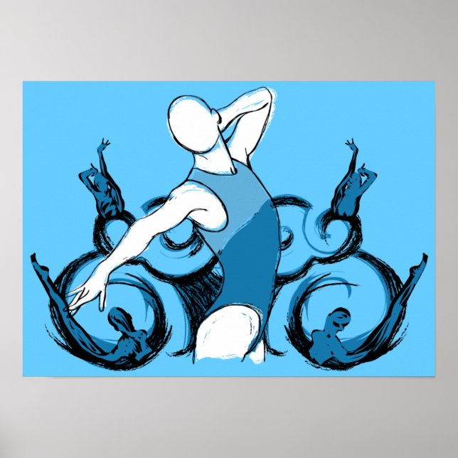 Affiches Illustration Synch Swimming (Devant)