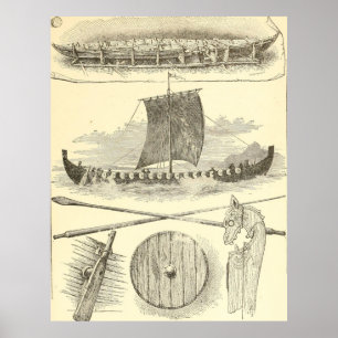 Affiches Illustration vintage et illustrations de Vikings