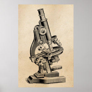 Affiches Illustration vintage rétro Steampunk de microscop