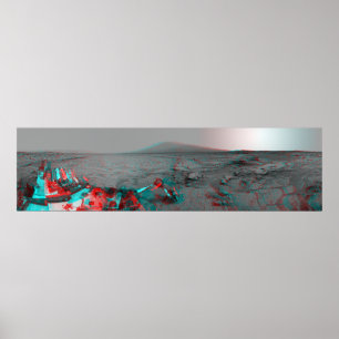 Affiches Image 3D du paysage Mars Curiosity Landrover