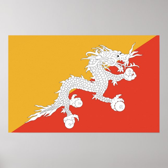Affiches Image avec le drapeau du Bhoutan (Devant)