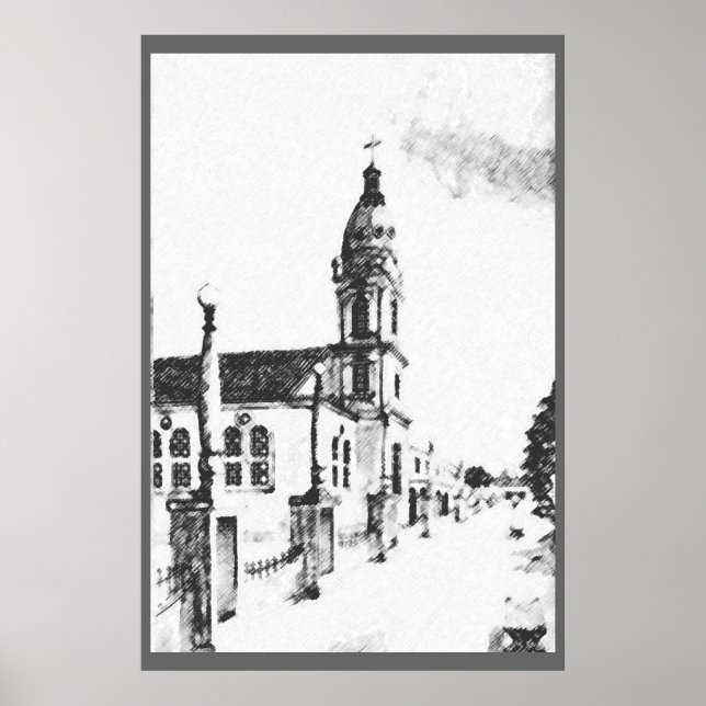 Affiches Image de l'église au charbon de bois (Devant)
