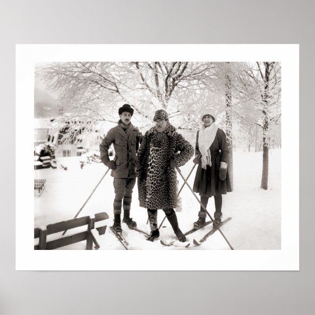 Affiches Image ski vintage, Mode sur piste (Devant)