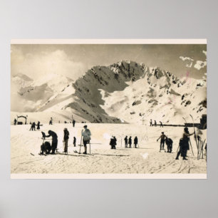 Affiches Image vintage, France, Superbagneres, skiant