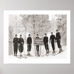 Affiches Images de ski vintage, photo de groupe