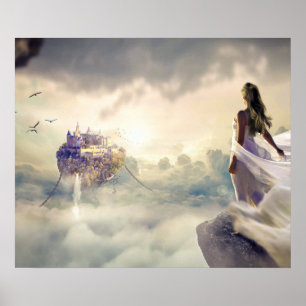 Affiches Imaginaire Femme et le château de l'île dans les n