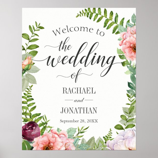 Affiches Imaginaire Floral Mariage de bienvenue Signal (Devant)