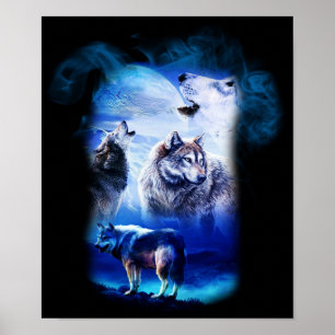 Affiches Imaginaire Wolf Moon Mountain