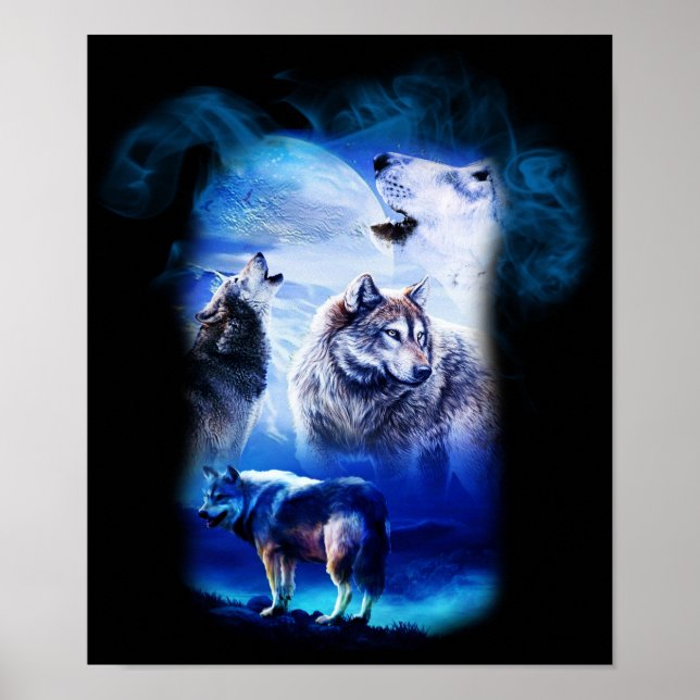 Affiches Imaginaire Wolf Moon Mountain (Devant)