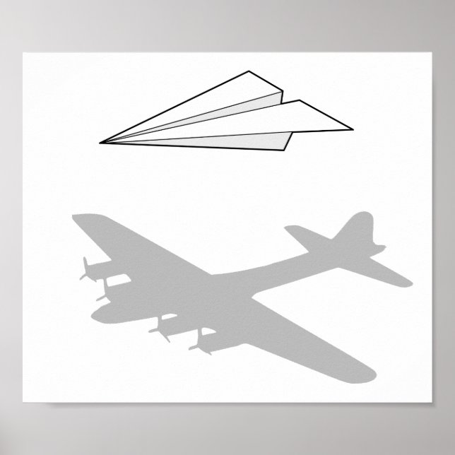Affiches Imagination suractive de l'avion en papier (Devant)