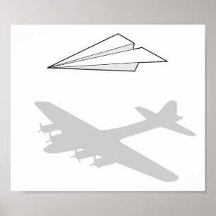 Affiches Imagination suractive de l'avion en papier
