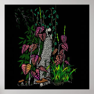 Affiches Impressionniste d'art de couleur de forêt de pluie