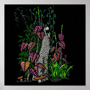 Affiches Impressionniste d'art de couleur de forêt de pluie