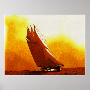 Affiches Impressionniste Vintage Racing Yacht Atlantic Post