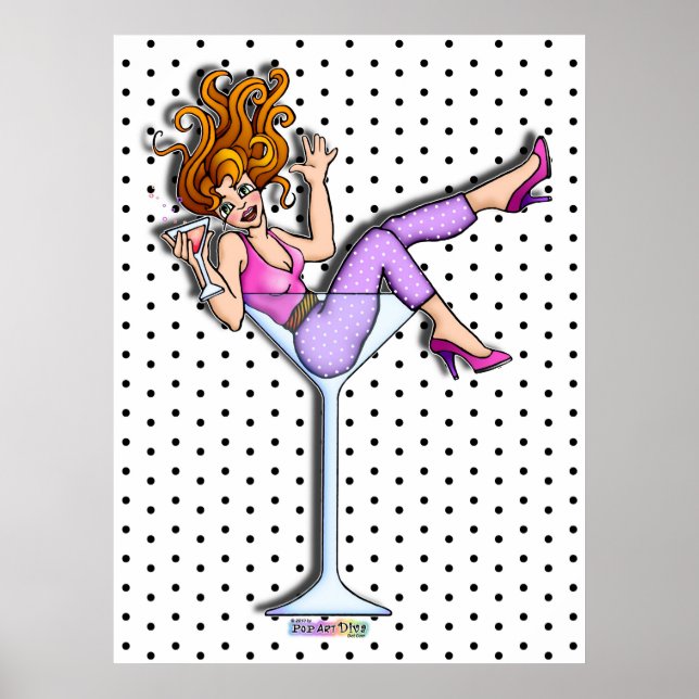 Affiches, Impressions - Fille dans un verre à Mart (Devant)