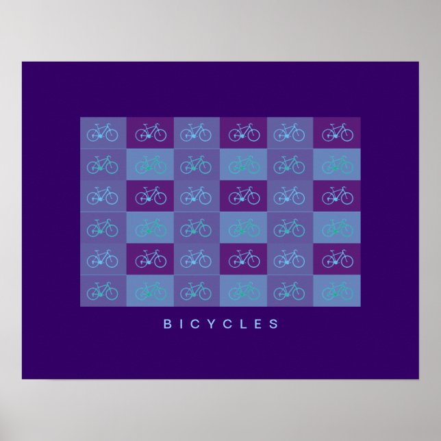Affiches imprimé à motifs de bicyclettes bleues (Devant)
