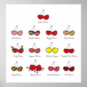 Affiches Imprimé artistique pour nurserie : Cerises mignonn