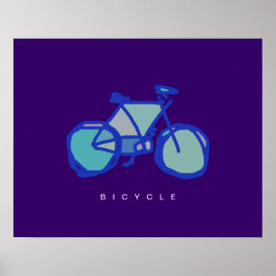 Affiches imprimé décoratif bleu vélo