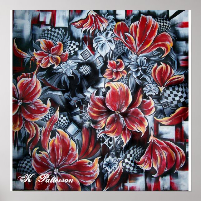 Affiches imprimé floral Abstrait (Devant)