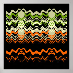 Affiches Imprimé noir orange vert 24x24 pouces