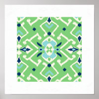 imprimé tribal chic moderne bleu vert ikat motif