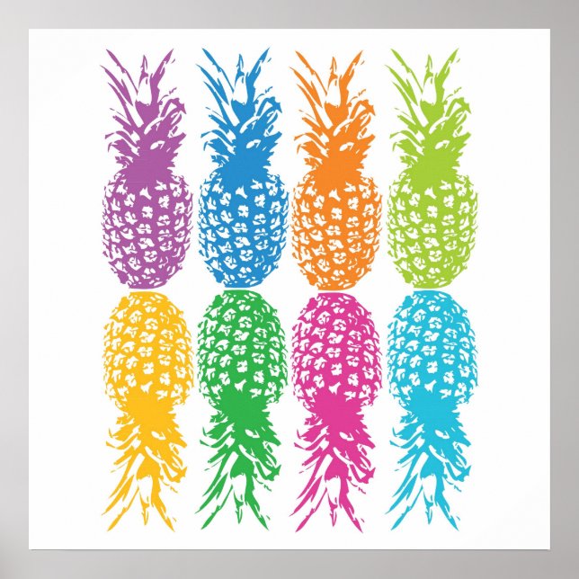 Affiches Imprimer ananas rétro (Devant)
