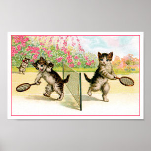 Affiches Imprimer : Badminton Kittens Art Vintage
