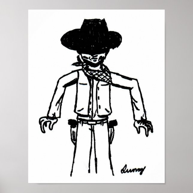 Affiches Imprimer croquis Cowboy (Devant)