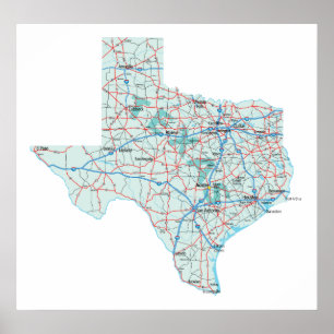 Affiches Imprimer la carte inter-États du Texas