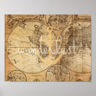 Affiches Imprimer l'Ancre Wanderlust de la carte vintage