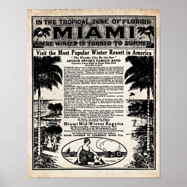 Affiches Imprimer les annonces de voyage vintage Miami (Devant)