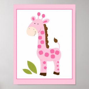 AFFICHES IMPRIMER MUR DE GIRAFFE ROSE CUITE