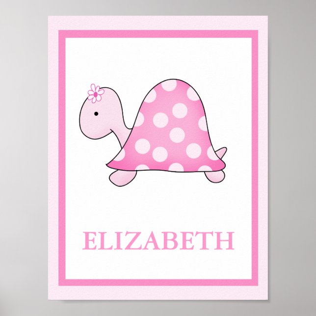AFFICHES IMPRIMER NOM PERSONNALISÉ DE TORTUE ROSE (Devant)