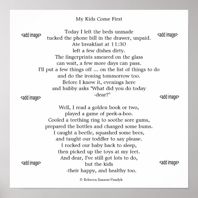 Affiches Imprimez des photos de "vos" enfants avec poème (Devant)