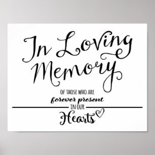 Affiches "In love Memory" imprimé noir et blanc moderne