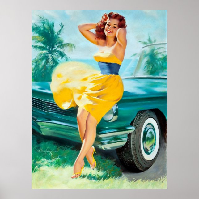 Affiches In Yellow Dress Pin Up (Devant)