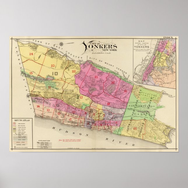 Affiches Index carte Yonkers atlas (Devant)