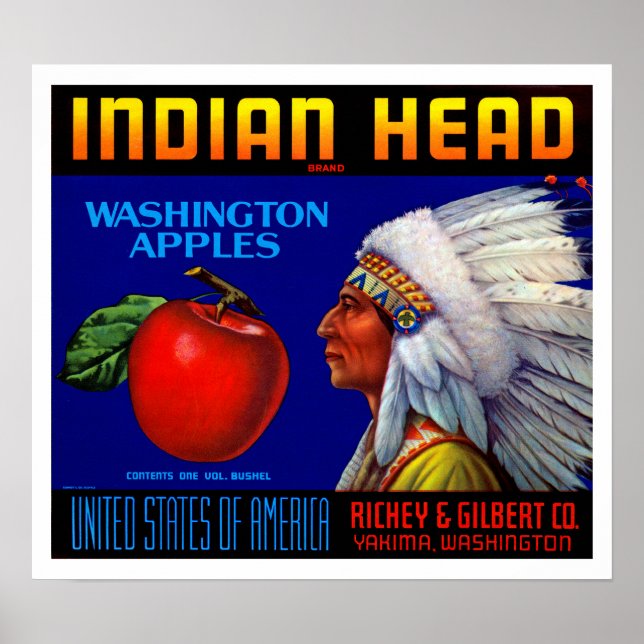 Affiches Indian Head Washington Apples (Devant)