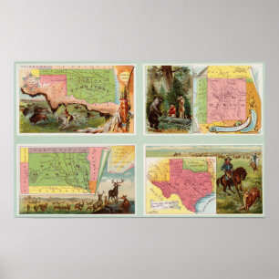 Affiches Indian Territory, New Mexico, South Dakota, Texas