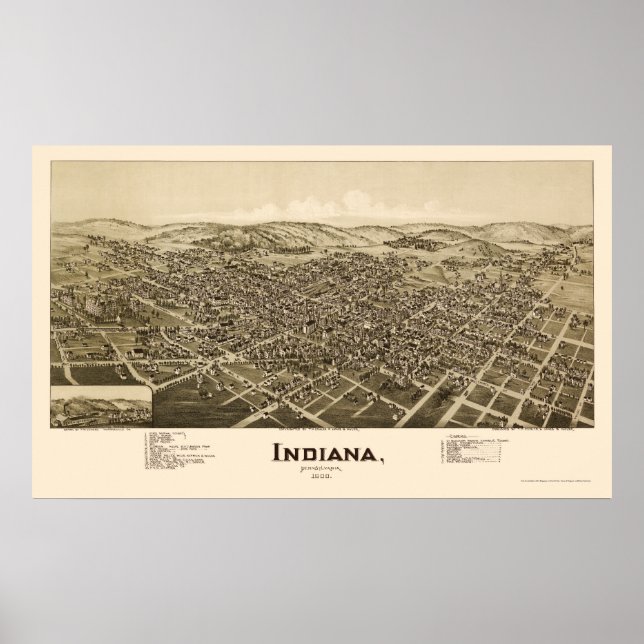 Affiches Indiana, PA Carte panoramique - 1900 (Devant)