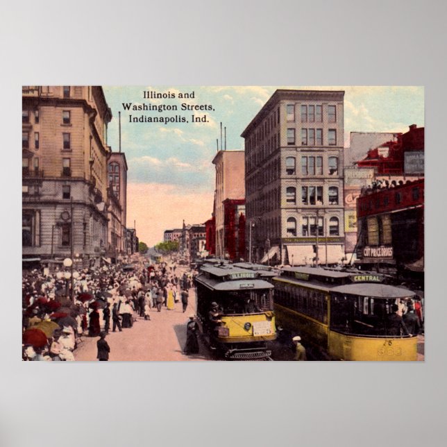 Affiches Indianapolis, Indiana Downtown View (Devant)