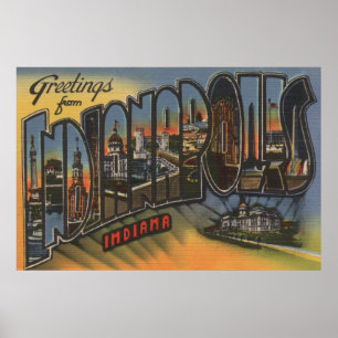 Affiches Indianapolis, Indiana - Scènes de grandes lettres 