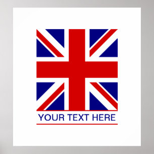 Affiches Indicateur Union Jack Plus votre texte
