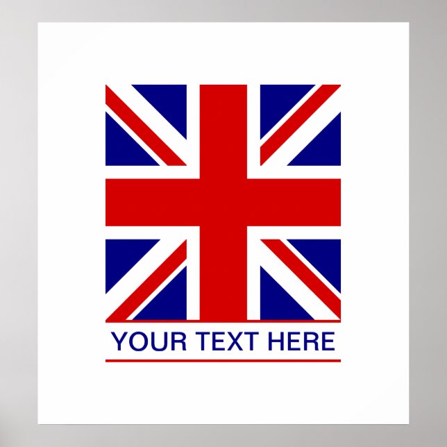 Affiches Indicateur Union Jack Plus votre texte (Devant)