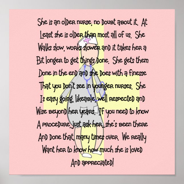 Affiches Infirmière retraitée Imprimer "Apprécié" (Devant)