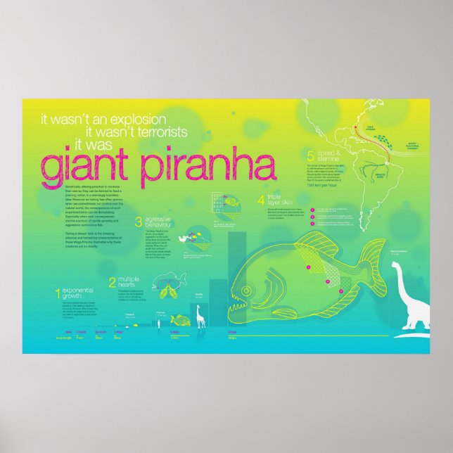 Affiches Infographic: Giant Piranha (Devant)