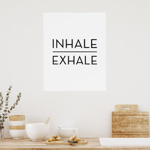 Affiches Inhale Exhale Motivational Typography Yoga Citatio