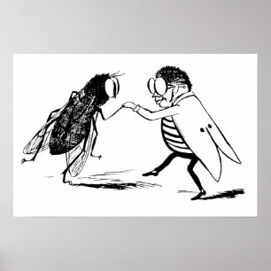 Affiches Insectes vintage dansant; mouche diptère